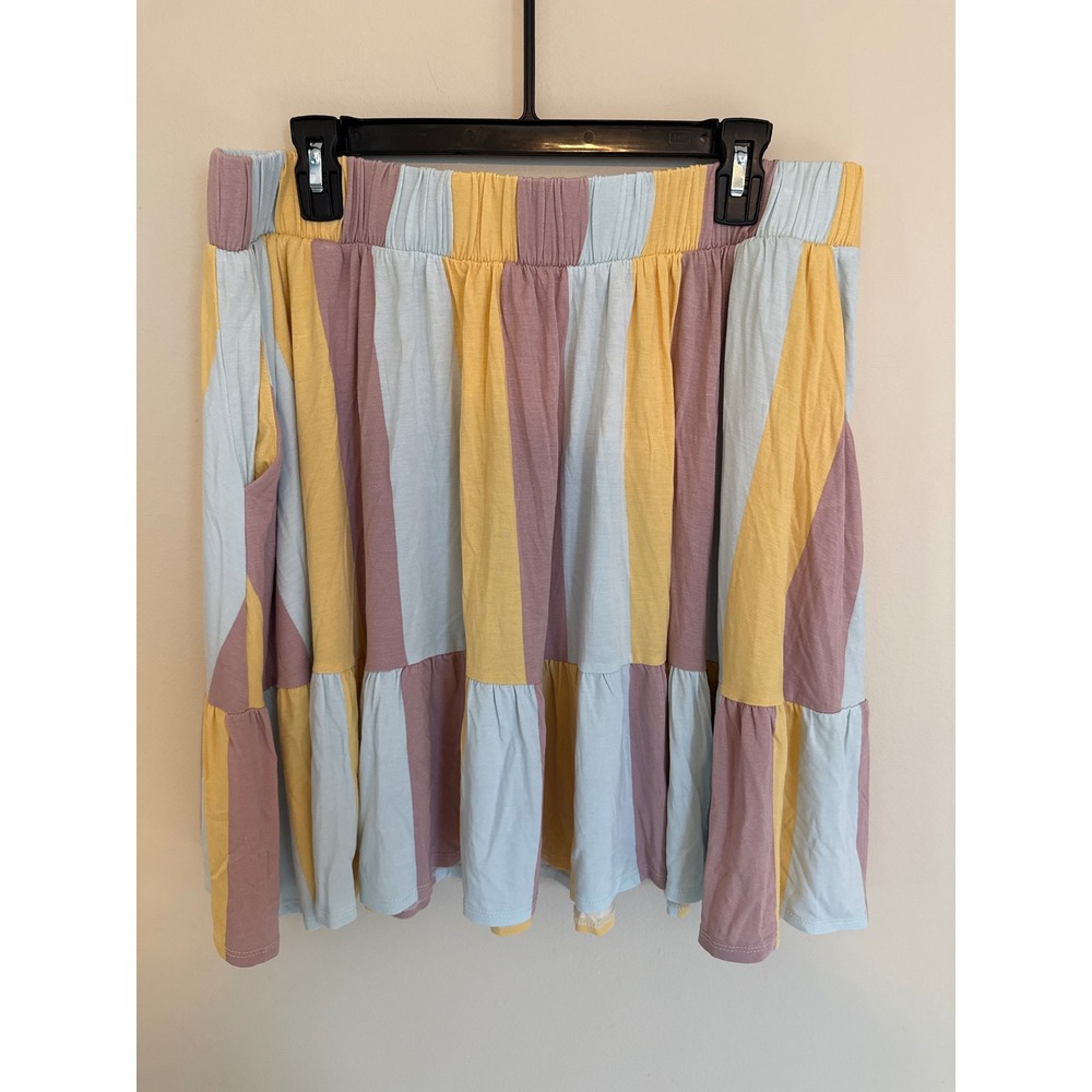 Torrid Super Soft Knits Tiered Circle Skirt Pastel Stripe Pockets 1X 14-16 NEW